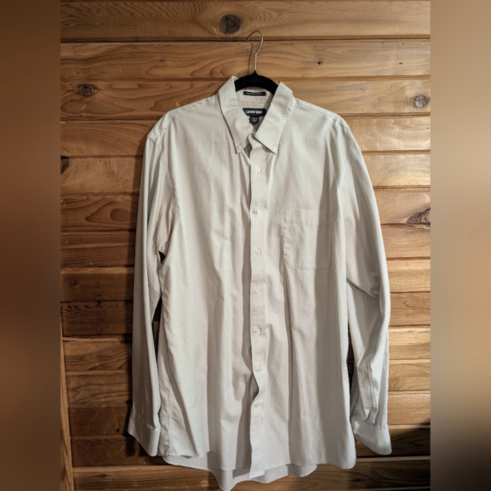 Men's Lands End Grey Tall Dress Shirt